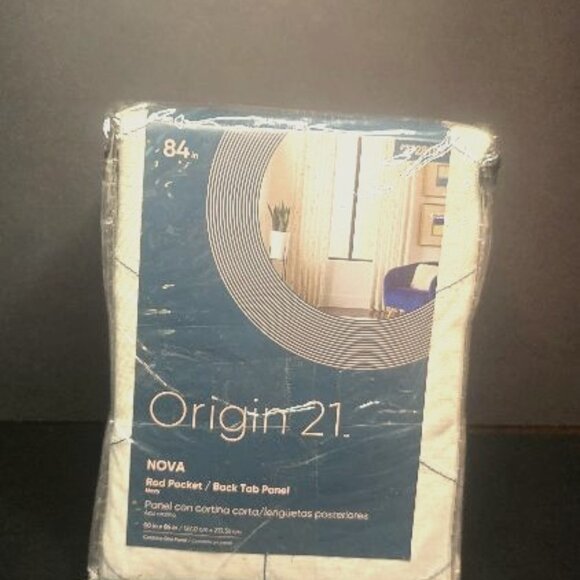 New Origin 21 84 in Rod Pocket 2 packs (1 panel in each pack) Beige & Navy - Picture 1 of 1